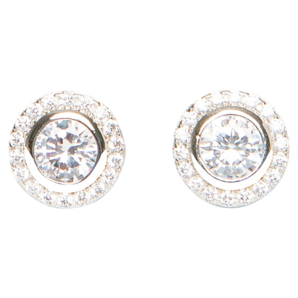Genevive Jewelry Silver Pave Studs - Picture 3 of 5